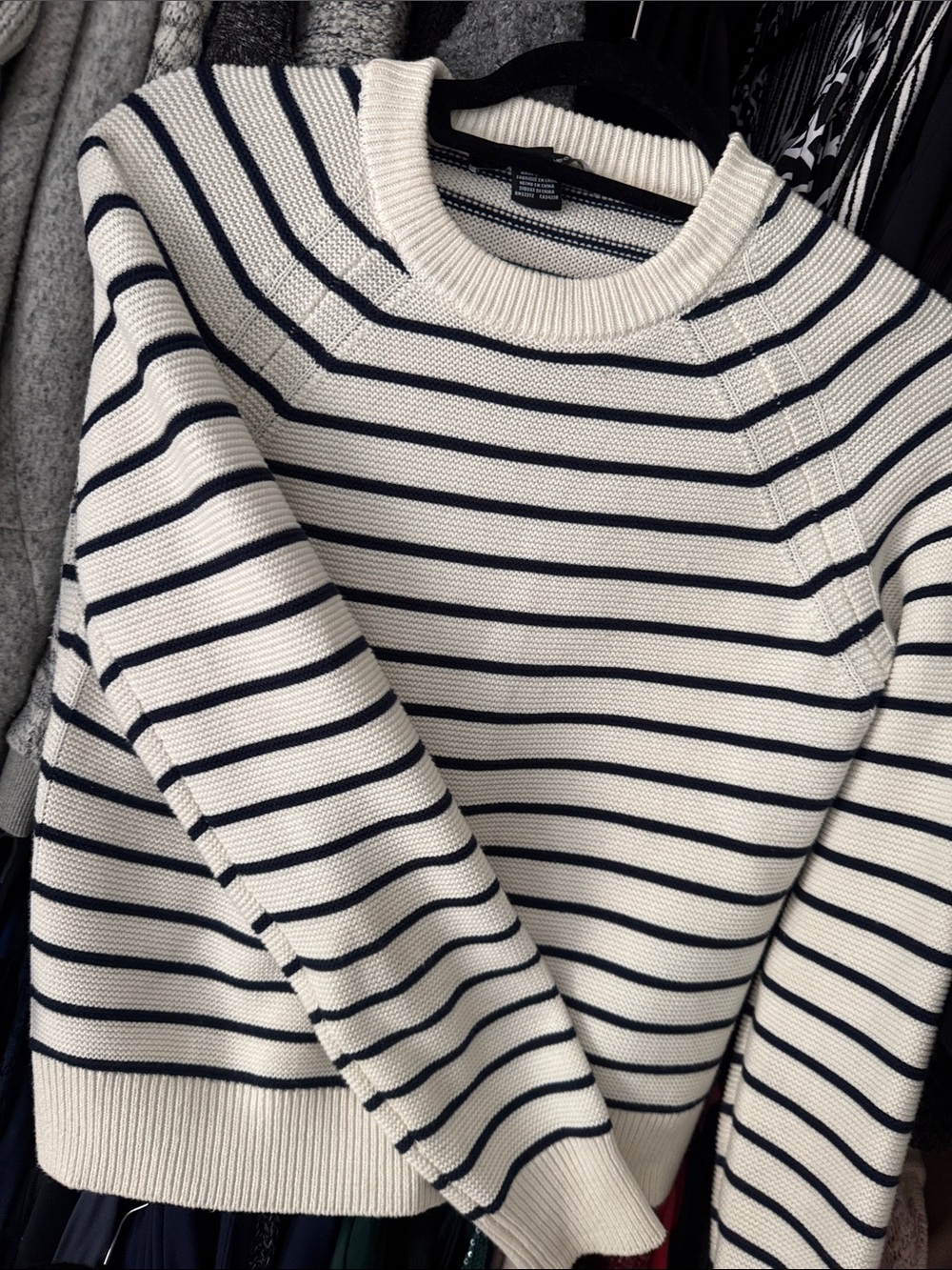French Connection Cream and Navy Striped Knit Sweater - Picture 4 of 4